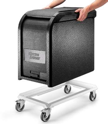 Thermobox Faltbar 38 L, Isolierbox zum Warmhalten und Kühlen, Warmhaltebox aus EPP 600 x 405 x 265 mm, Transportbox für Speisen und Getränke mit Deckel, Thermobehälter Wiederverwendbar, Grau | DE