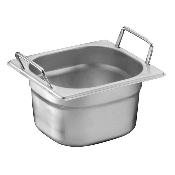 GN 1/6 container with foldable handles, stainless steel
