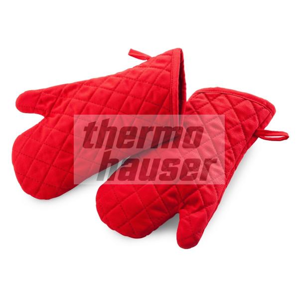 Oven gloves, red, flame retardant