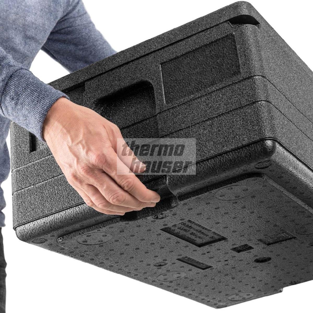 Container Isotherme Gastronorm Boîte Isotherme Thermohauser Gastrostar - EPP Noir GN 1/1 - 30L - Couvercle - 5 Cartes Insertion - Lavable Lave-vaisselle Glaciere Isotherme