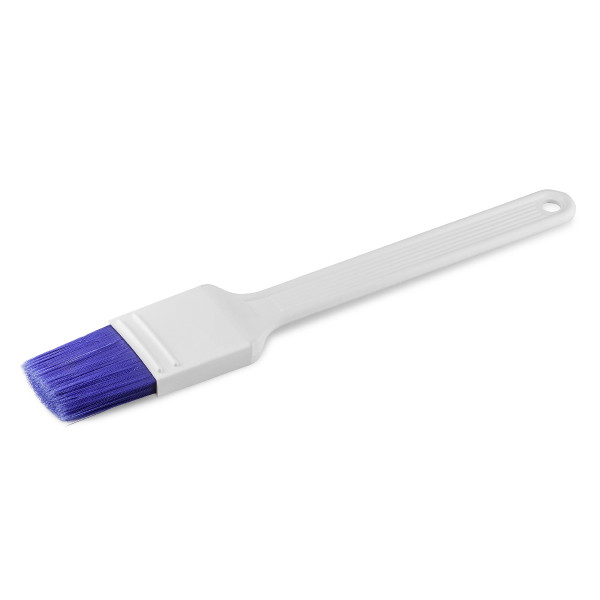 Brush, blue polyester bristles, plastic handle